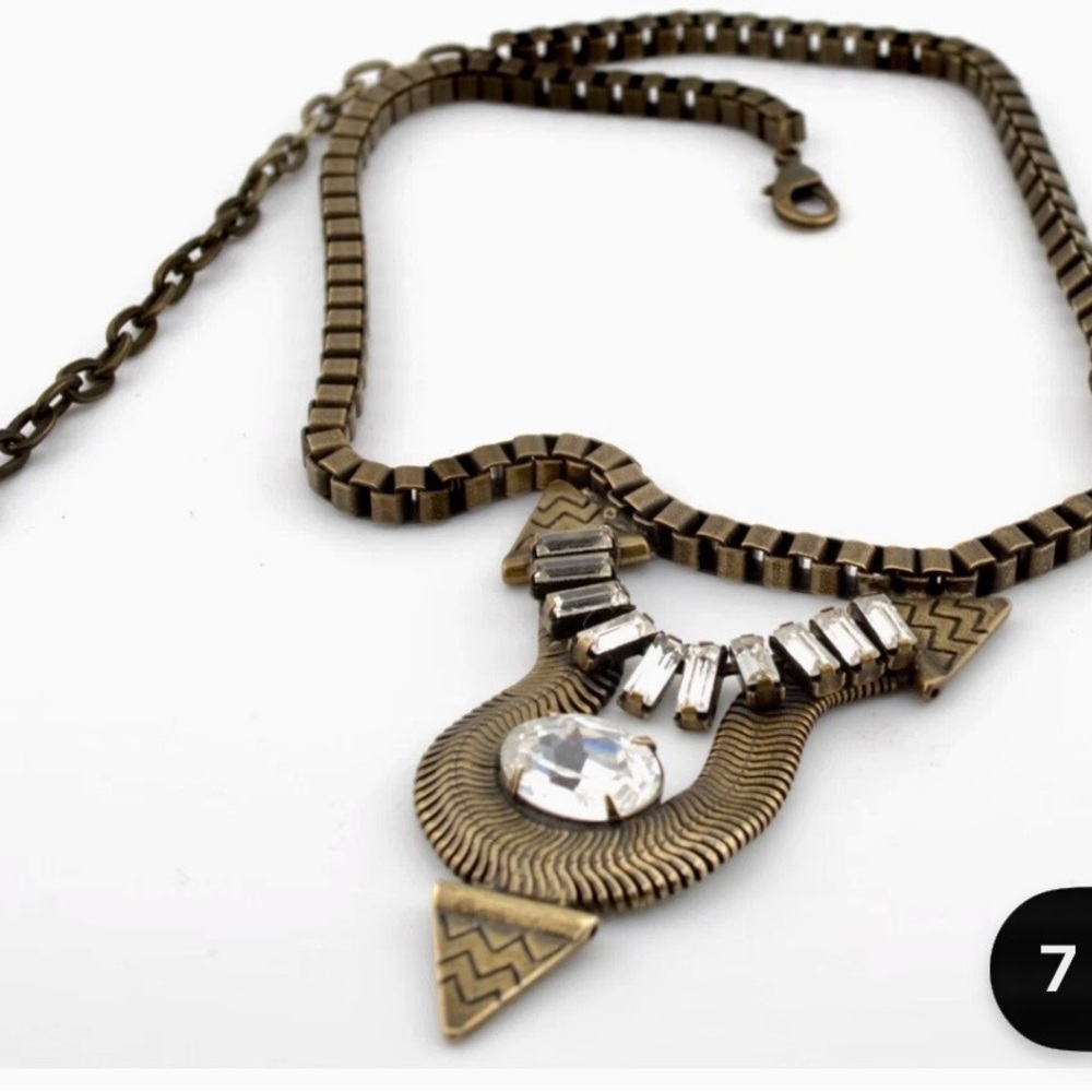 Lionette Vintage-Inspired Gold Necklace with Crystal Accents